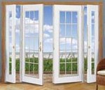 8' DOUBLE HINGED FRENCH DOOR  by Wincore  Fiber-Classic Oak  w/ Venting Sidelites