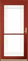 Provia Spectrum Aluminum Storm Door - #296-B Double Prairie Beveled Glass w/Brass Inlay w/Invent Retractable Screen
