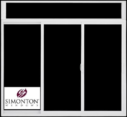 9' PATIO SLIDING GLASS DOOR  w/Separate Transom New Construction  by Simonton  perfeXion Narrow Frame Series